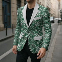 Hibiscus Bloom Island Tribal Waves Blazer Green Polynesian Pattern LT01 - Polynesian Pride