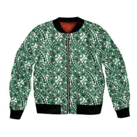Hibiscus Bloom Island Tribal Waves Bomber Jacket Green Polynesian Pattern LT01 Unisex Green - Polynesian Pride