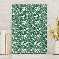 Hibiscus Bloom Island Tribal Waves Canvas Wall Art Green Polynesian Pattern LT01 Without Frame Green - Polynesian Pride