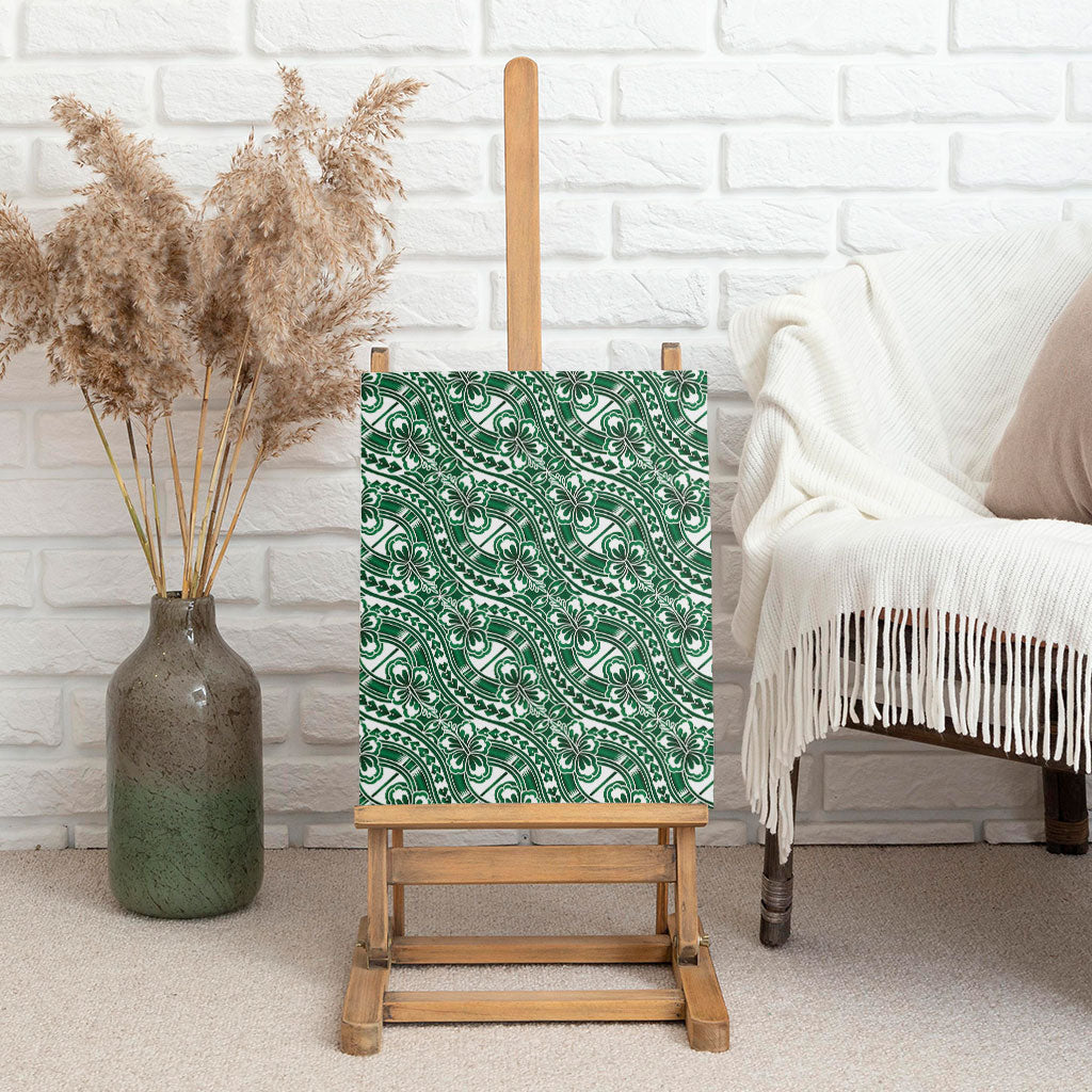 Hibiscus Bloom Island Tribal Waves Canvas Wall Art Green Polynesian Pattern LT01 - Polynesian Pride