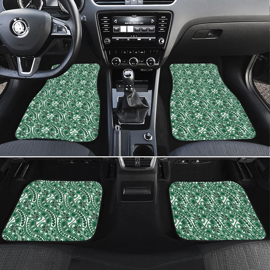 Hibiscus Bloom Island Tribal Waves Car Mats Green Polynesian Pattern LT01 Set 4pcs Green - Polynesian Pride