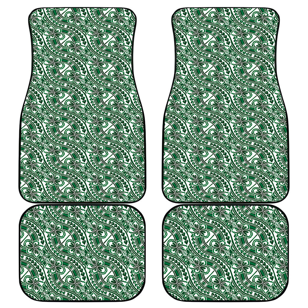 Hibiscus Bloom Island Tribal Waves Car Mats Green Polynesian Pattern LT01 - Polynesian Pride