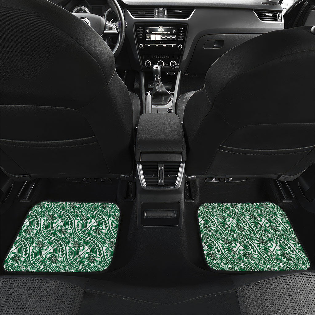 Hibiscus Bloom Island Tribal Waves Car Mats Green Polynesian Pattern LT01 Set 2pcs - Back Green - Polynesian Pride