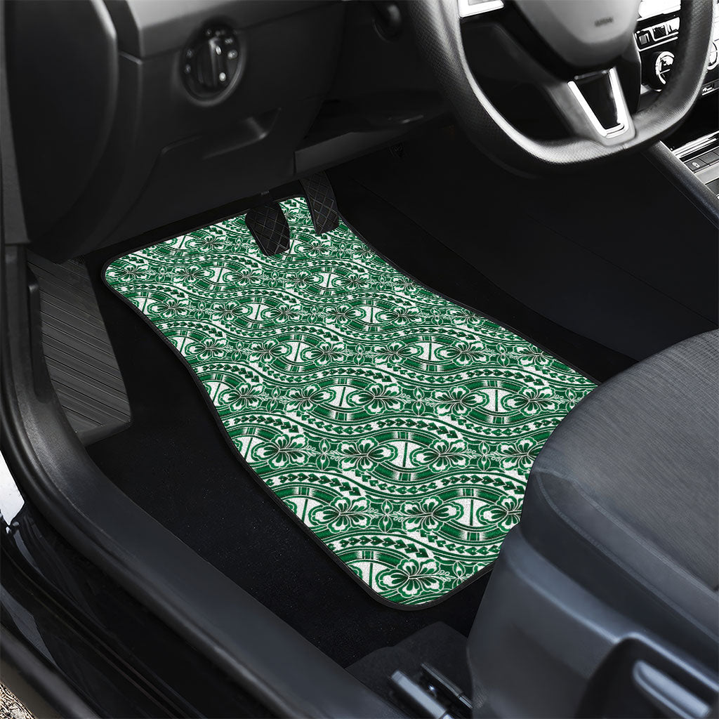 Hibiscus Bloom Island Tribal Waves Car Mats Green Polynesian Pattern LT01 - Polynesian Pride