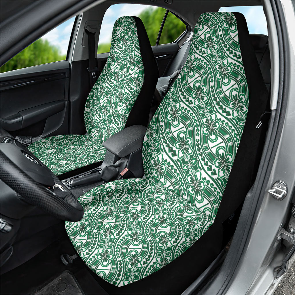Hibiscus Bloom Island Tribal Waves Car Seat Cover Green Polynesian Pattern LT01 - Polynesian Pride
