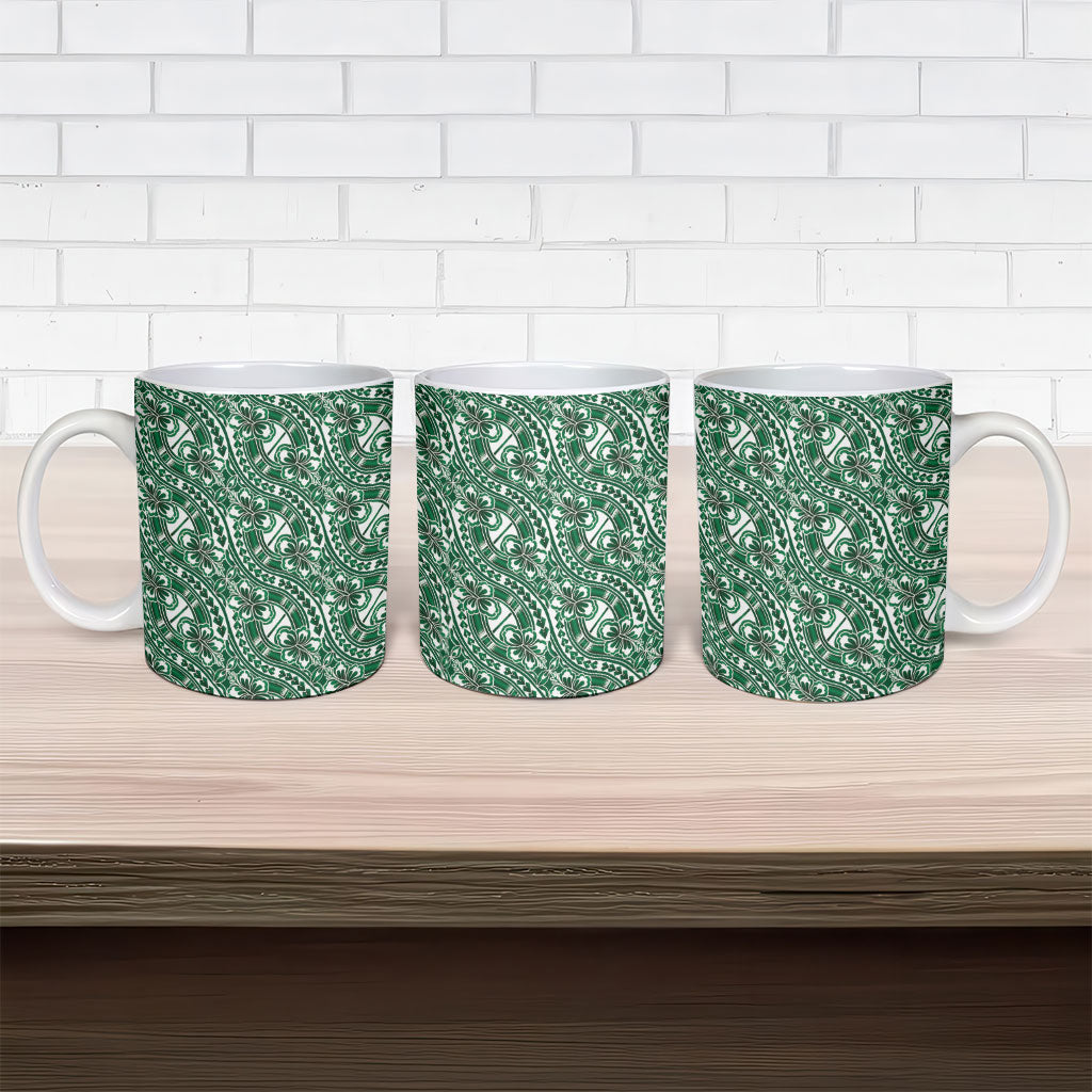 Hibiscus Bloom Island Tribal Waves Ceramic Mug Green Polynesian Pattern LT01 - Polynesian Pride