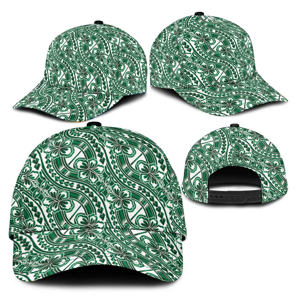 Hibiscus Bloom Island Tribal Waves Classic Cap Green Polynesian Pattern LT01 - Polynesian Pride