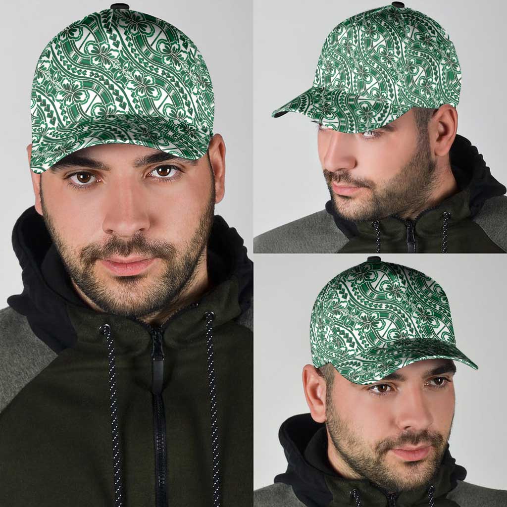 Hibiscus Bloom Island Tribal Waves Classic Cap Green Polynesian Pattern LT01 - Polynesian Pride