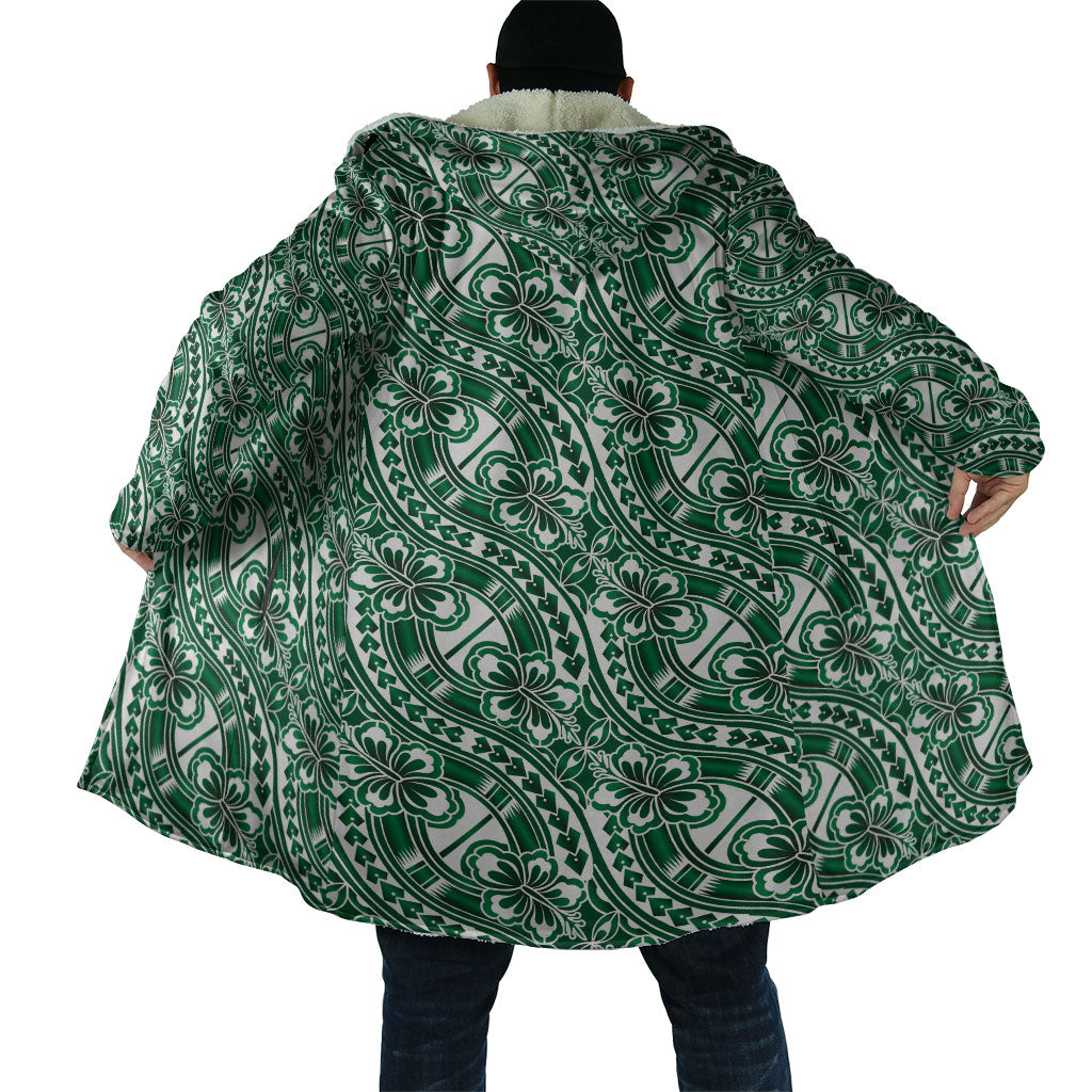 Hibiscus Bloom Island Tribal Waves Cloak Green Polynesian Pattern LT01 - Polynesian Pride