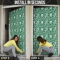 Hibiscus Bloom Island Tribal Waves Door Cover Green Polynesian Pattern LT01 - Polynesian Pride