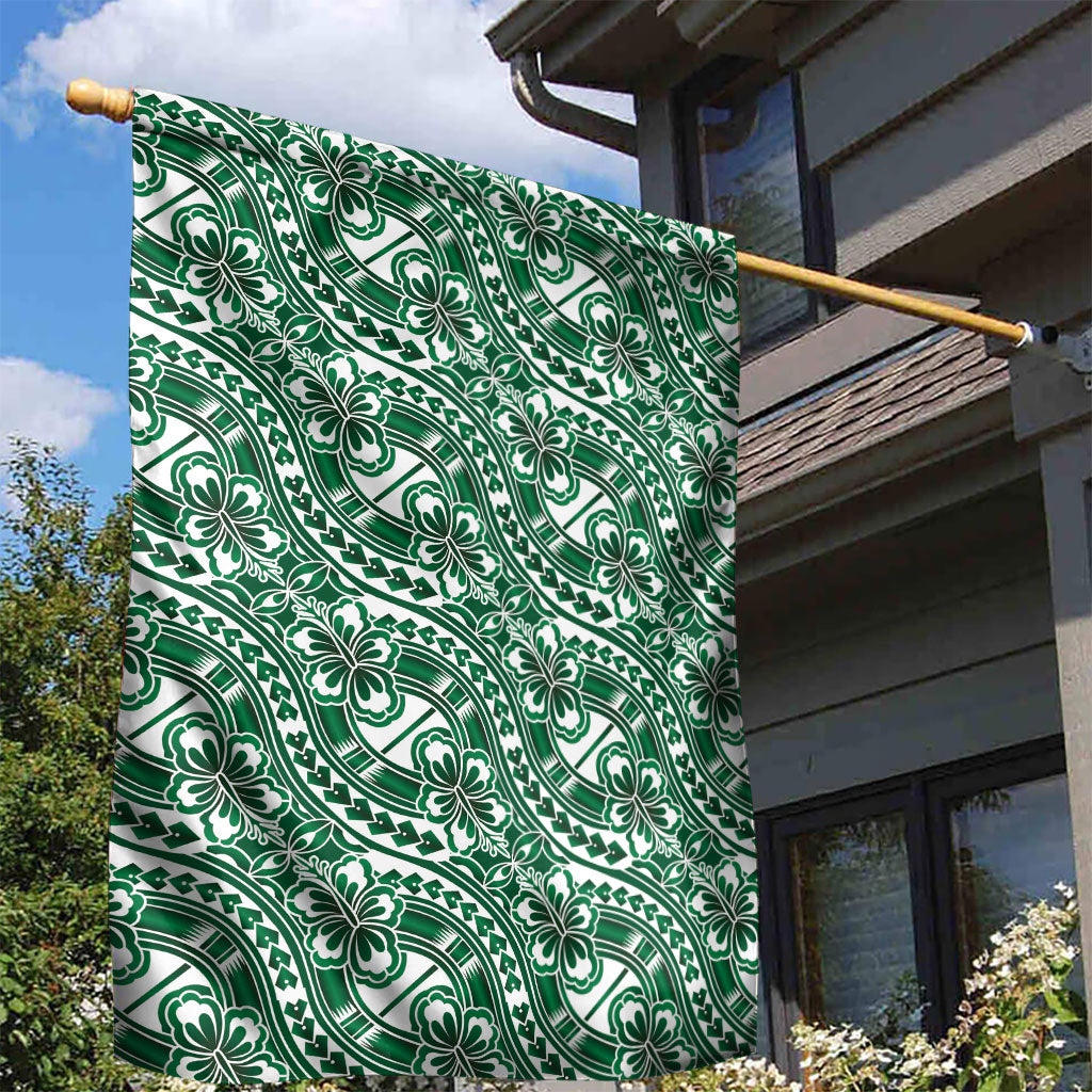 Hibiscus Bloom Island Tribal Waves Garden Flag Green Polynesian Pattern LT01 - Polynesian Pride