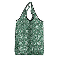 Hibiscus Bloom Island Tribal Waves Grocery Bag Green Polynesian Pattern LT01 - Polynesian Pride