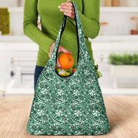 Hibiscus Bloom Island Tribal Waves Grocery Bag Green Polynesian Pattern LT01 - Polynesian Pride