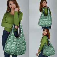 Hibiscus Bloom Island Tribal Waves Grocery Bag Green Polynesian Pattern LT01 - Polynesian Pride