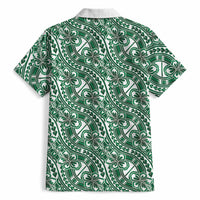 Hibiscus Bloom Island Tribal Waves Hawaiian Shirt Green Polynesian Pattern LT01 - Polynesian Pride