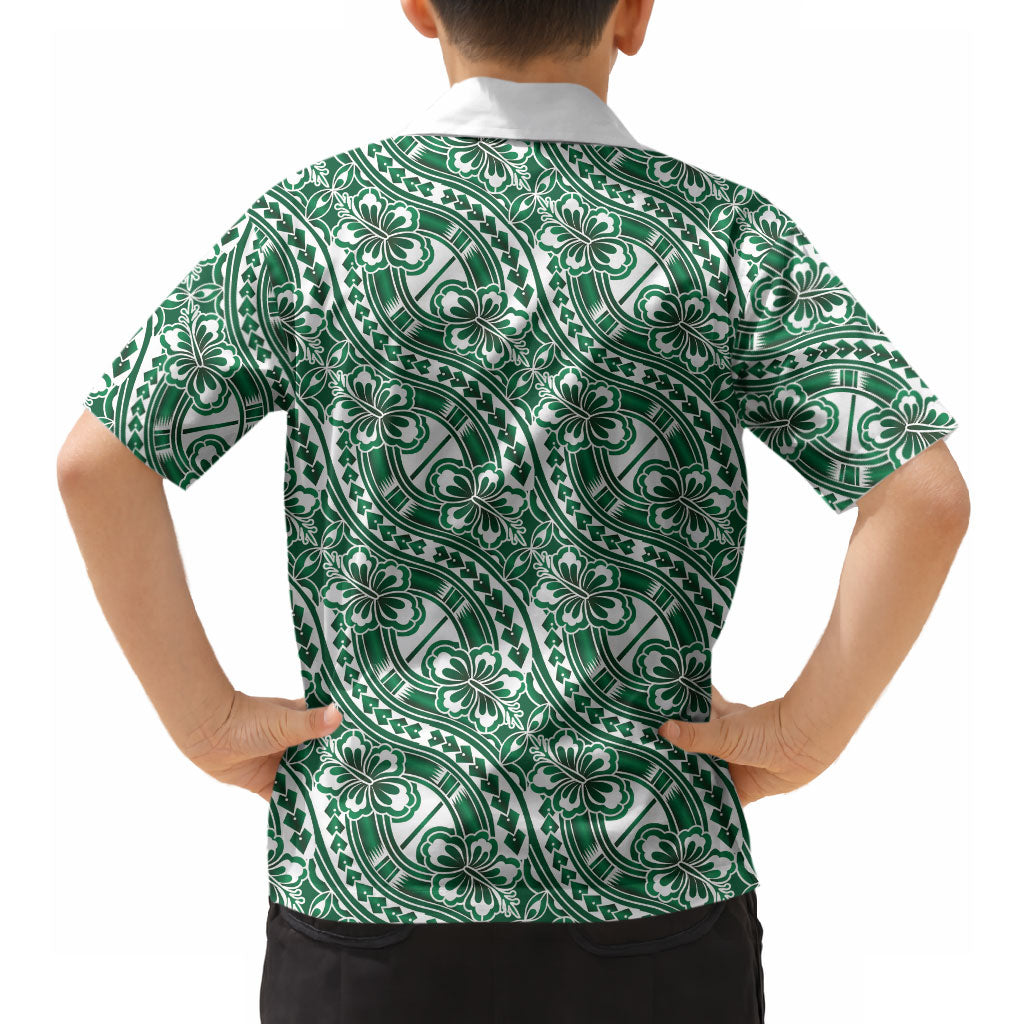 Hibiscus Bloom Island Tribal Waves Hawaiian Shirt Green Polynesian Pattern LT01 - Polynesian Pride