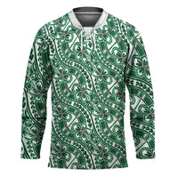Hibiscus Bloom Island Tribal Waves Hockey Jersey Green Polynesian Pattern LT01 Unisex Green - Polynesian Pride