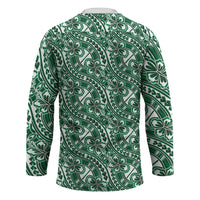 Hibiscus Bloom Island Tribal Waves Hockey Jersey Green Polynesian Pattern LT01 - Polynesian Pride
