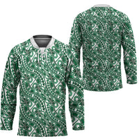 Hibiscus Bloom Island Tribal Waves Hockey Jersey Green Polynesian Pattern LT01 - Polynesian Pride