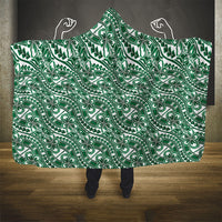 Hibiscus Bloom Island Tribal Waves Hooded Blanket Green Polynesian Pattern LT01 - Polynesian Pride