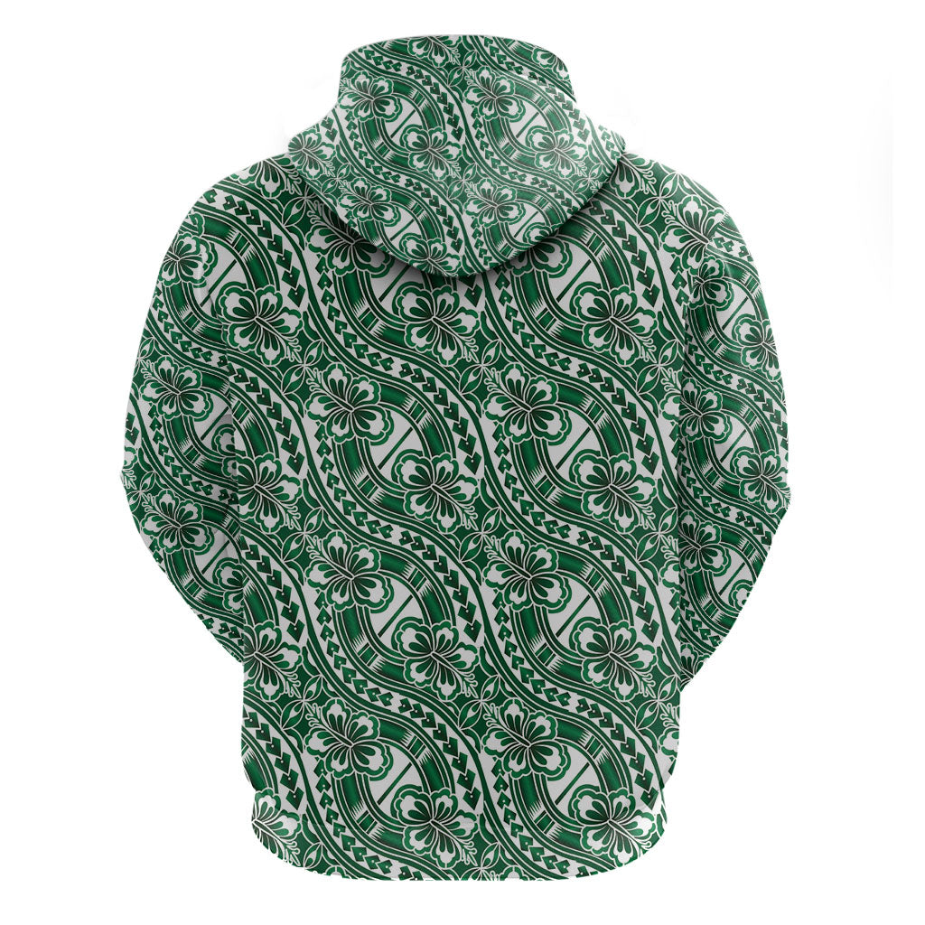 Hibiscus Bloom Island Tribal Waves Hoodie Green Polynesian Pattern LT01 - Polynesian Pride