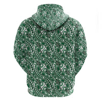 Hibiscus Bloom Island Tribal Waves Hoodie Green Polynesian Pattern LT01 - Polynesian Pride
