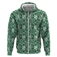 Hibiscus Bloom Island Tribal Waves Hoodie Green Polynesian Pattern LT01 Zip Hoodie Green - Polynesian Pride