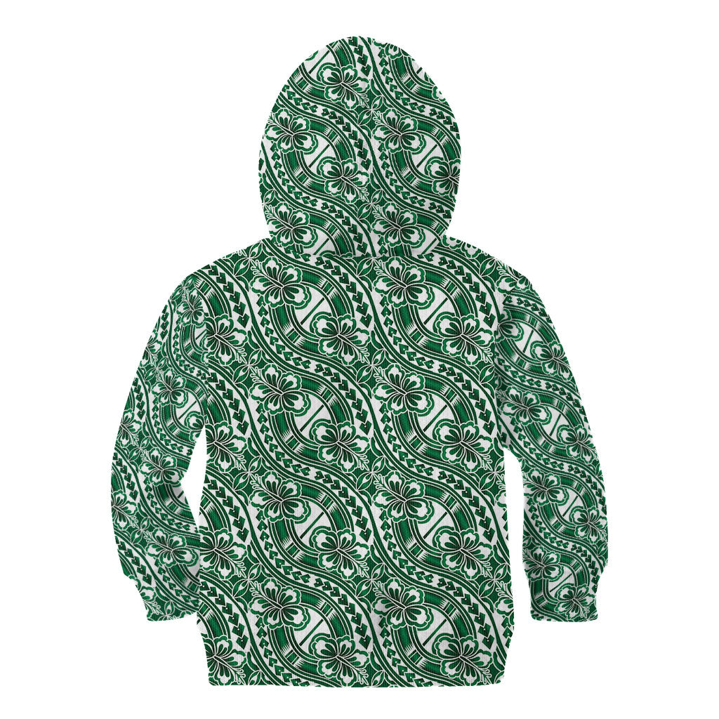 Hibiscus Bloom Island Tribal Waves Kid Hoodie Green Polynesian Pattern LT01 - Polynesian Pride