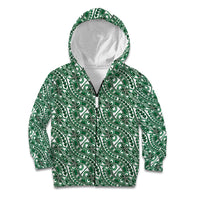 Hibiscus Bloom Island Tribal Waves Kid Hoodie Green Polynesian Pattern LT01 Zip Hoodie Green - Polynesian Pride