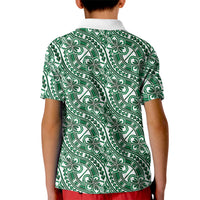 Hibiscus Bloom Island Tribal Waves Kid Polo Shirt Green Polynesian Pattern LT01 - Polynesian Pride
