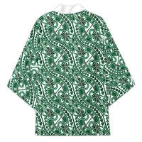 Hibiscus Bloom Island Tribal Waves Kimono Green Polynesian Pattern LT01 - Polynesian Pride