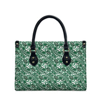 Hibiscus Bloom Island Tribal Waves Leather Bag Green Polynesian Pattern LT01 - Polynesian Pride