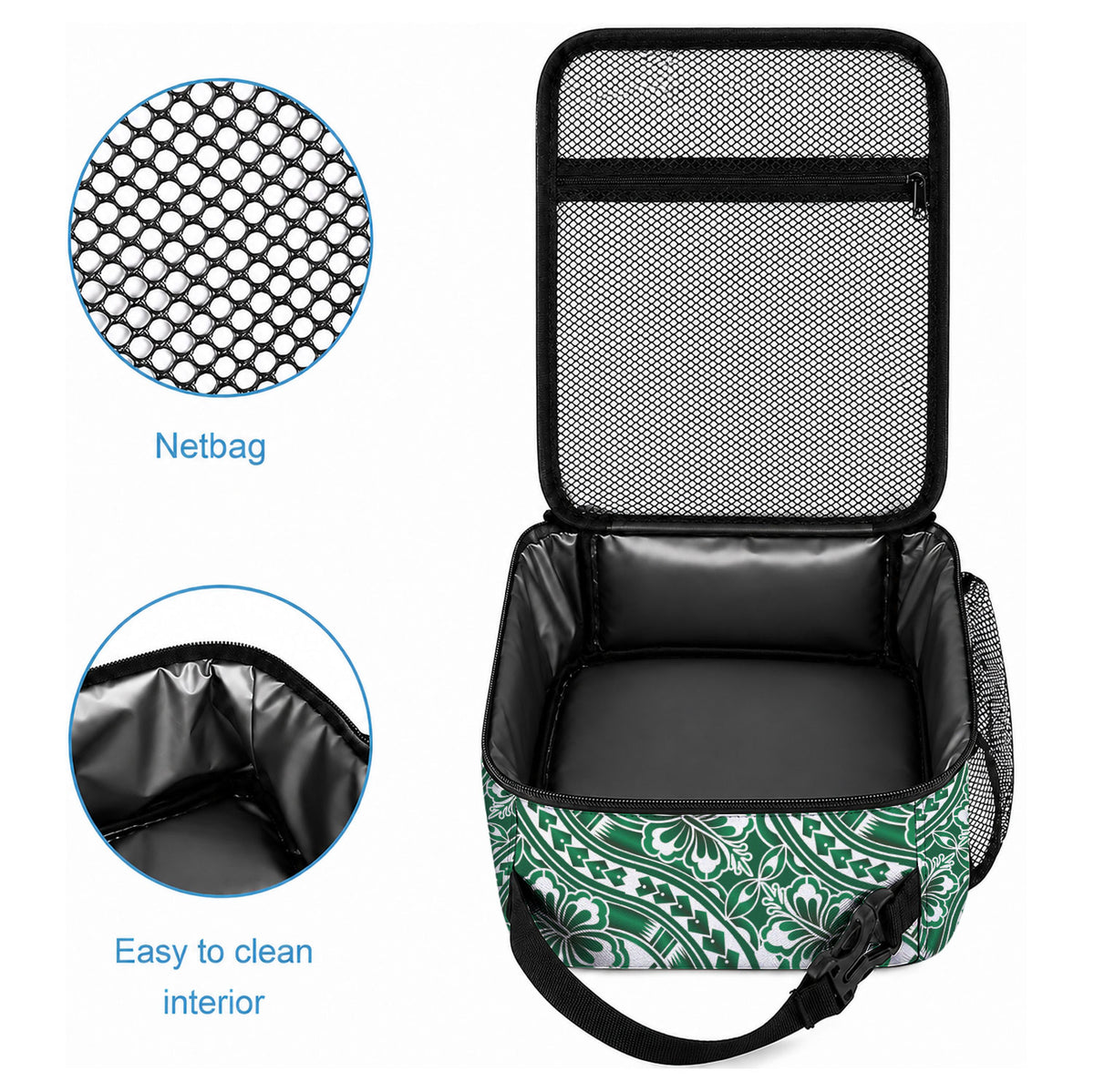 Hibiscus Bloom Island Tribal Waves Lunch Bag Green Polynesian Pattern LT01 - Polynesian Pride