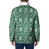 Hibiscus Bloom Island Tribal Waves Padded Jacket Green Polynesian Pattern LT01 - Polynesian Pride