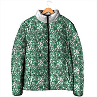 Hibiscus Bloom Island Tribal Waves Padded Jacket Green Polynesian Pattern LT01 - Polynesian Pride