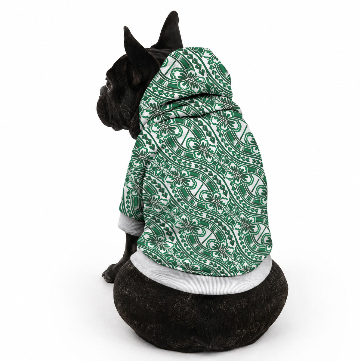 Hibiscus Bloom Island Tribal Waves Pet Hoodie Green Polynesian Pattern LT01 - Polynesian Pride