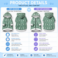 Hibiscus Bloom Island Tribal Waves Pet Hoodie Green Polynesian Pattern LT01 - Polynesian Pride