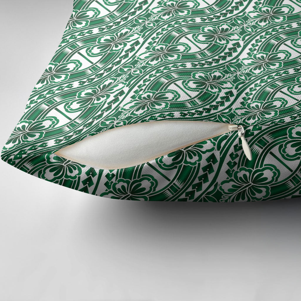 Hibiscus Bloom Island Tribal Waves Pillow Cover Green Polynesian Pattern LT01 - Polynesian Pride