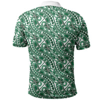 Hibiscus Bloom Island Tribal Waves Polo Shirt Green Polynesian Pattern LT01 - Polynesian Pride
