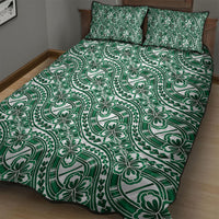 Hibiscus Bloom Island Tribal Waves Quilt Bed Set Green Polynesian Pattern LT01 - Polynesian Pride