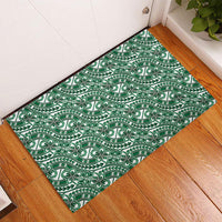 Hibiscus Bloom Island Tribal Waves Rubber Doormat Green Polynesian Pattern LT01 - Polynesian Pride