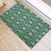 Hibiscus Bloom Island Tribal Waves Rubber Doormat Green Polynesian Pattern LT01 - Polynesian Pride