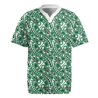 Hibiscus Bloom Island Tribal Waves Rugby Jersey Green Polynesian Pattern LT01 Green - Polynesian Pride
