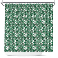 Hibiscus Bloom Island Tribal Waves Shower Curtain Green Polynesian Pattern LT01 Green - Polynesian Pride