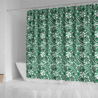 Hibiscus Bloom Island Tribal Waves Shower Curtain Green Polynesian Pattern LT01 - Polynesian Pride