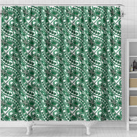 Hibiscus Bloom Island Tribal Waves Shower Curtain Green Polynesian Pattern LT01 - Polynesian Pride