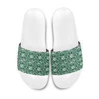 Hibiscus Bloom Island Tribal Waves Slide Sandals Green Polynesian Pattern LT01 Green - Polynesian Pride