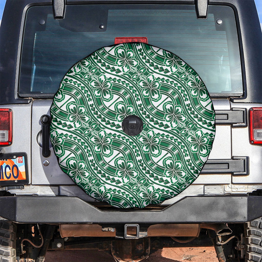Hibiscus Bloom Island Tribal Waves Spare Tire Cover Green Polynesian Pattern LT01 Green - Polynesian Pride