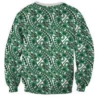 Hibiscus Bloom Island Tribal Waves Sweatshirt Green Polynesian Pattern LT01 - Polynesian Pride