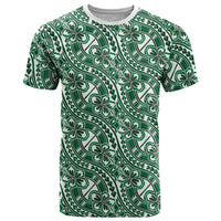 Hibiscus Bloom Island Tribal Waves T Shirt Green Polynesian Pattern LT01 Green - Polynesian Pride